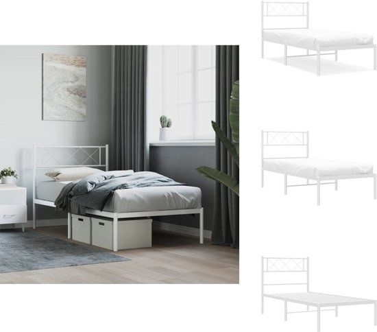 VidaXL Bedframe met hoofdbord Metaal Wit 90x190 cm
