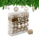 Relaxdays Kerstballen - Set van 110 - Kunststof - Onbreekbaar - Champagne - 8 cm