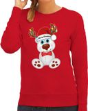 Bellatio Decorations Foute Kersttrui/sweater voor dames - Merry Christmas - rood - kerst ijsbeer XL