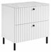 3xE living Meuble de salle de bain Autoportant sous lavabo 60 cm, 2 tiroirs, Blanc + Plan avec aspect marbre Pieds Bianco/Noir, Poignées noires, 60 x 44,4 x 73,6 cm