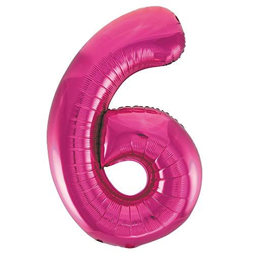 Unique Party Gigantische folieballon - 86 cm - Roze - Cijfer 6