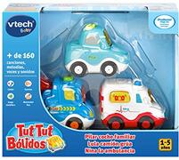 VTech TutTut 3-pack voertuigen met verrassingsknop, Lula kraan, Nina van de ambulance en zuil familieauto, meerkleurig (3480-242187)