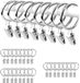 Shenzhen Haorui Industrial Technology Co., Ltd. Argent clips pour tringle à rideaux, lot de 24, anneaux de rideaux en métal inoxydable avec crochets/pinces de suspension avec œillets pour fixer les ensembles de tringles à rideaux et rideaux robustes (38 mm)