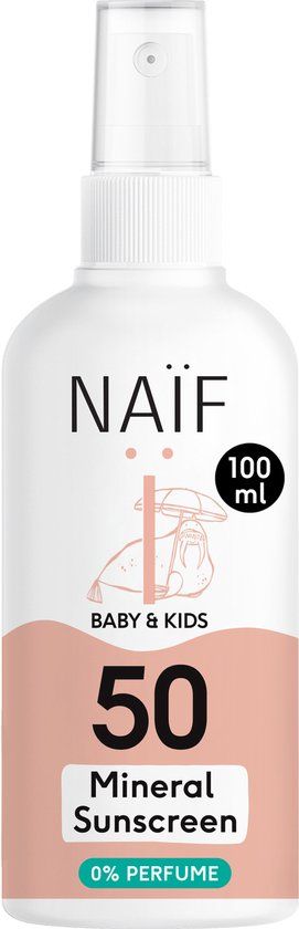 Naïf Minerale Zonnebrandspray SPF50 - 100ml - Baby & Kinderen - 0% parfum