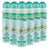 DELICE Deodorant voor dames, geurremmend, body spray, deodorant oksel, uitnodiging, witte muskus, 100 ml, verpakking van 6 stuks