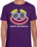Bellatio Decorations Foute Party T-shirt voor heren - happy de peppie - paars - carnaval/themafeest XXL