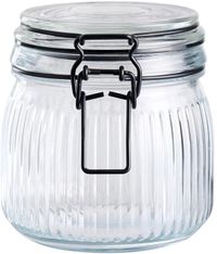 Alpina Voorraad/weck pot - transparant - geribbeld glas - 12 x 11 cm - 0.5 L