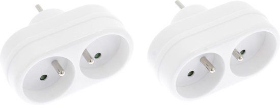 Exin Verdeelstekker - 2 x penaarde - Wit - 2 stuks
