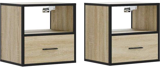 vidaXL Nachtkastjes 2 stuks wandgemonteerd 40x31x39,5cm sonoma eikenkleur