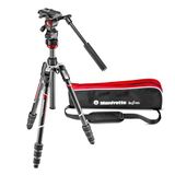 Manfrotto MVKBFRTC-LIVEUS Befree Live Carbon Fiber Video Statief Kit met Fluid Head, M-Lock Twist Leg Locks, Zwart