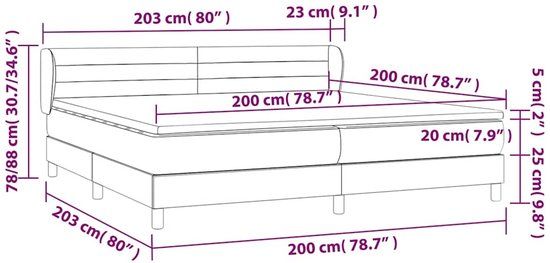 vidaXL Boxspring met matras fluweel zwart 200x200 cm