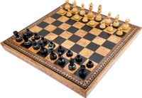 ITALFAMA set 3-en-1 : Échecs, dames et backgammon – Plateau de jeu en éco-cuir, 48 cm, hauteur du roi 8 cm