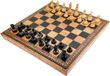 ITALFAMA set 3-en-1 : Échecs, dames et backgammon – Plateau de jeu en éco-cuir, 48 cm, hauteur du roi 8 cm