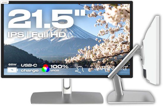 JAPANNEXT Touchscreen Monitor Wit 21.5" IPS Full HD (1920x1080) met verstelbare arm