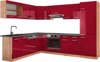 Vicco R-Line Hoekkeuken, rouge laqué brillant/chêne doré, 287 x 227 cm, WB anthracite