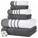 Modern Threads 6-delige set, 2 badhanddoeken, 2 handdoeken, 2 washandjes, sneldrogend wit/contrast Reinhart Coal