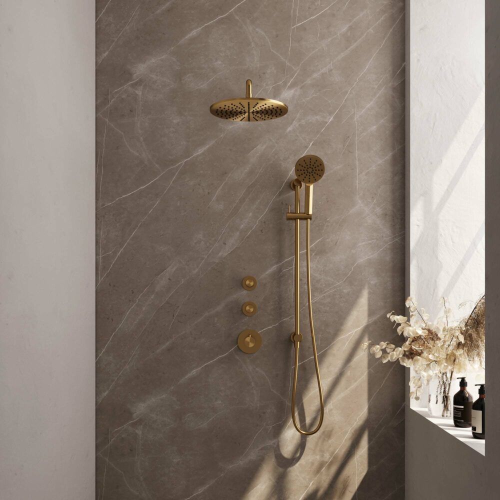 Brauer Gold Carving Thermostatische Inbouw Regendoucheset - Goud Geborsteld PVD