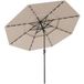 Parasol de terrasse à 3 couches, Ø 313 cm - Éclairage LED solaire - Inclinable - Commande à manivelle - Beige