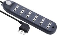 Energaline 62003 meervoudige stekkerdoos met kabel, 6 tweewaardige stopcontacten, 10/16 A, 1,5 m, zwart