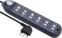 Energaline 62003 meervoudige stekkerdoos met kabel, 6 tweewaardige stopcontacten, 10/16 A, 1,5 m, zwart