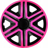 NRM ACTION - universele wieldoppen 15" dubbelkleur roze/zwart 4 stuks