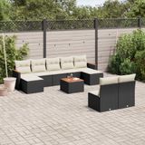 Maison Exclusive - Ensemble de jardin pour le jardin, composé de 10 pièces avec coussins, en polyrotin noir