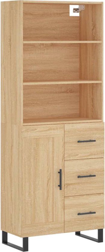 vidaXL Hoge kast 69,5x34x180 cm bewerkt hout sonoma eikenkleurig