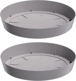 Prosperplast Opvangschaal/onderschaal voor bloempot/plantenpot - 8x - lichtgrijs - rond - Dia 12,5 cm