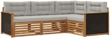 vidaXL Ensemble de canapé d'extérieur 4 pièces Naturel et gris clair Polyester