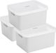 Sunware opbergbox - 3x stuks - 32 liter - wit - kunststof - transparante deksel - 45x35x24 cm - Sigma serie