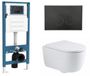 QeramiQ Dely Swirl Toiletset - inbouwreservoir Qeramiq Flush - 35mm zitting - kunststof mat zwarte bedieningsplaat - ronde knoppen - glans wit