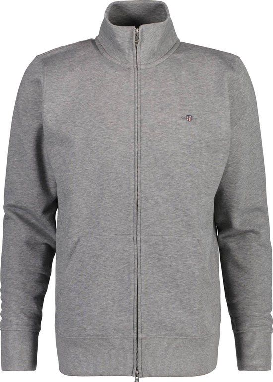 GANT Sweat vest Regular Shield Full Zip Sweat Grijs Maat L Heren