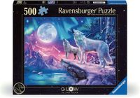 Erwachsenenpuzzle Ravensburger Puzzel Star Line - Wolf im Nordlicht - 500 stukjes glow in the dark