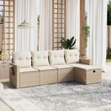 Maison Exclusive - Ensemble de meubles de jardin 5 pièces avec canapé et coussins, beige, en polyrotin