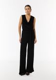 comma - Female - Jersey Jumpsuit met Watervalhals - Zwart - Maat 34