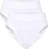 CALIDA Slip Elastic High Waist Set van 2 Wit Effen Vrouwen 44-46 Katoen/Elastaan