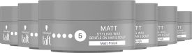 Schwarzkopf Taft Matt Wax - Haarstyling - Haarwax - Sterke Fixatie - Voordeelverpakking - 6 x 75ml