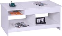 Merkloos Relaxdays Salontafel, 50x110x50 cm, met opbergruimte, hoogte verstelbaar, wit