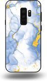 Smartphonica Telefoonhoesje Geschikt voor Samsung Galaxy S9 Plus met Lichtblauw Goud Marmer Opdruk - TPU Backcover Case Lightblue Gold Marble Design
