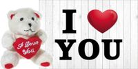 Heunec Knuffelbeer Valentijn I Love You teddybeer - 10 cm - met Love You wenskaart