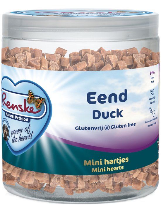 Renske Gezonde Beloning Mini Hartjes - Verwensnacks - Eend 300 g