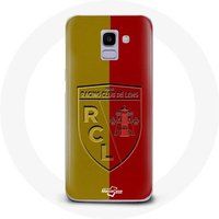 Maniacase Hoesje Samsung Galaxy J6 2018 rcl lens Logo geel en rode achtergrond