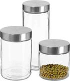 Secret de Gourmet - Set de 8 pots de conservation en verre avec couvercle en acier inoxydable - 3 formats