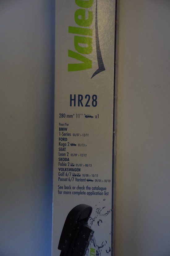 Valeo Hydroconnect HR28 ruitenwisserblad achter - 28CM (1x) - Zwart - Flatblade