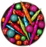 Inge-glas Inge Christmas Kerstballen en pegels ornamenten - 33x st - gekleurd - kunststof