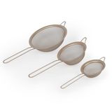Salter BW12616EU7 Bakes Sieve Set – 3-Piece Stainless Steel Fine Wire Mesh Kitchen Strainers, All Purpose Colanders For Cooking & Baking, Sifter For Flour With Bowl Rests, 10/14/20 cm Sieves, Gold