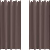 vidaXL Blackout Gordijnen met Ringen 2 st Donkerbruin 260 x 140 cm
