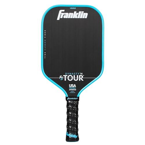 Franklin Sport Franklin Sport Pro Pickleball Paddles - FS Tour Series Carbon Fiber Pickleball Paddles - Officiële USA Pickleball (USAPA) goedgekeurde peddels - Dynasty Pro Player Paddle - 14 mm Polymer Core - Blauw