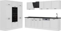 Vicco Complete keukeneenheid R-Line, Wit landelijk/Wit, 180 cm antraciet werkblad