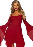 Leg Avenue Cotton bell sleeved dress Kostuum Dames, M (Bourgondië)